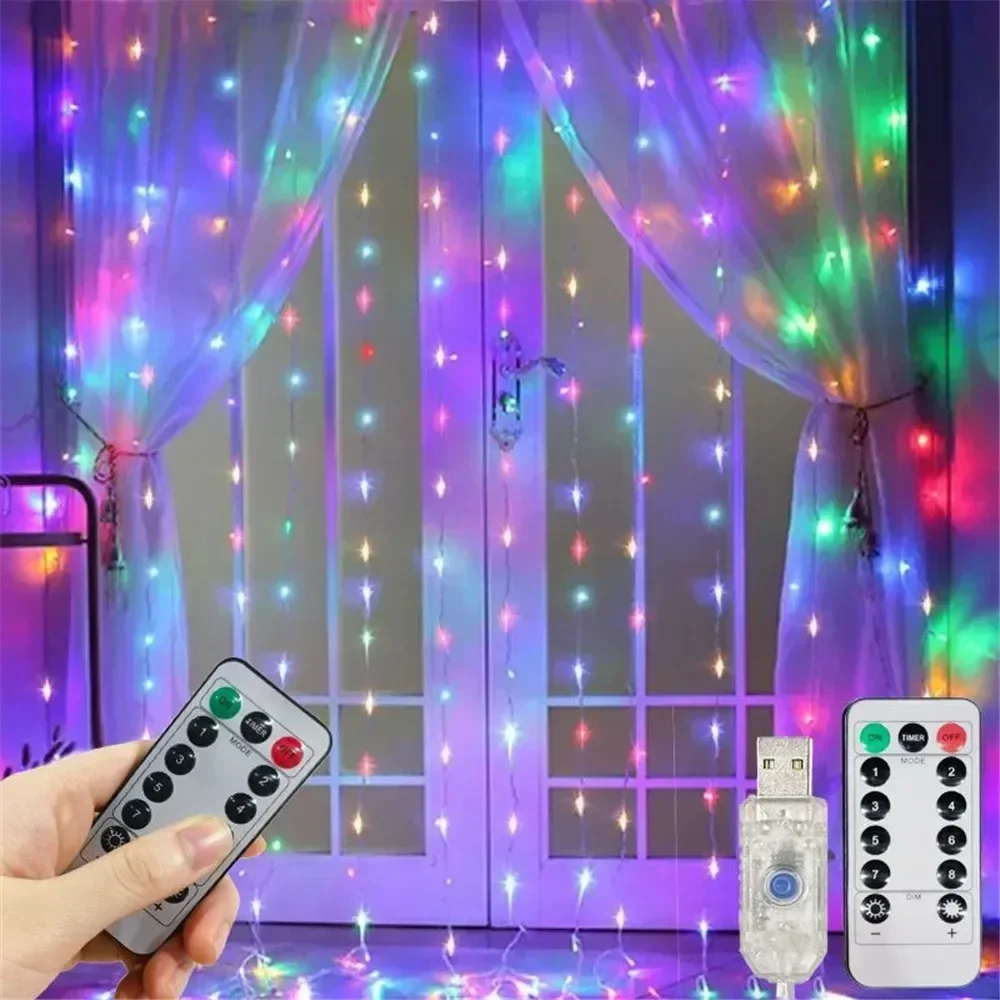 Description Picture 3 of itemChristmas Ornaments Led Curtain Garland String Lights On Window Usb Remote Control Fairy Lights Christmas Lights For Home Room