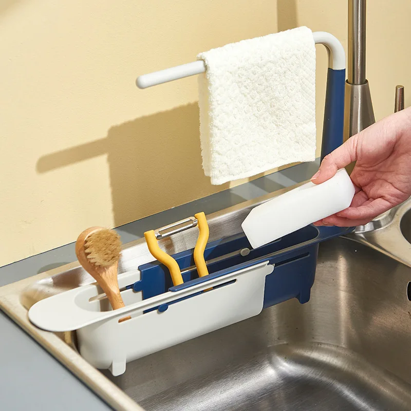 

Telescopic Sink Shelf Sinks Organizer Soap Sponge Holder Kitchen Sink Drain Rack Storage Basket Kitchen Gadgets Accessories Tool