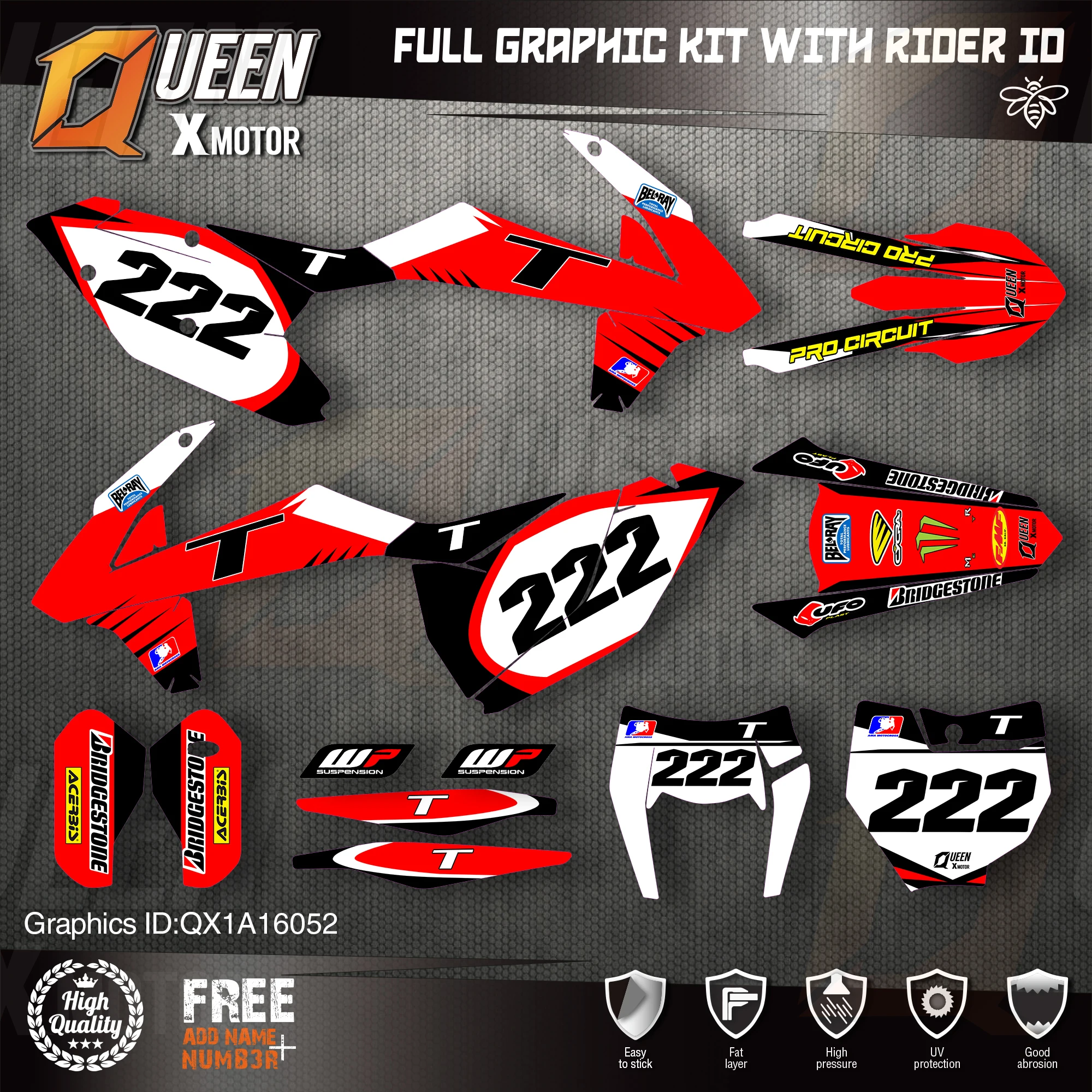 

QUEEN X MOTOR Custom Team Graphics Decals Stickers Kit For KTM 2016 2017 2018 SX SXF , 2017 2018 2019 EXC XC-W EXC-F 052