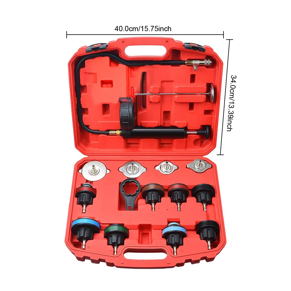 Podofo Wassertank-Druckprüfgerät und Leckdetektor 15-teiliges Auto-Reparaturwerkzeug Tragbares Kühlmittel-Kühler-Druckprüfset – Detail 6