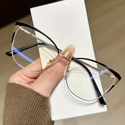 Blue Light Blocking Glasses - Large Oval Frame, Fashionable Black with Gray Shaded Arms (Black Gold)
