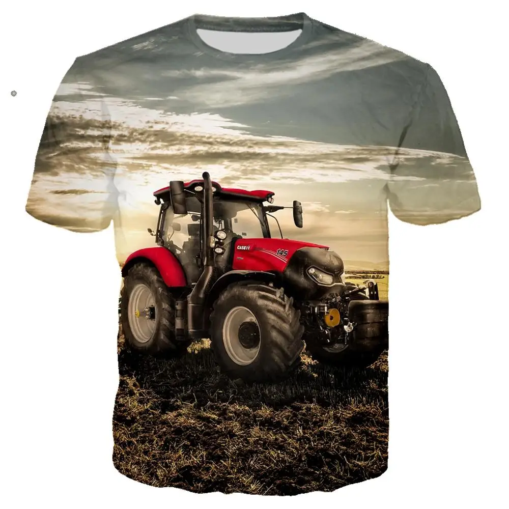 

2023 New Summer 3D Print Car Tractor T-shirt Ropa Hombre Fashion Casual Streetwear Men's T-shirt Tops Children Tee Shirts