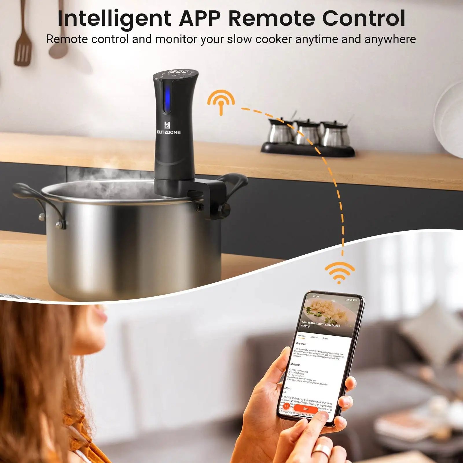 VEVOR Sous Vide Machine, Bluetooth Wi-Fi Connect App Control Sous