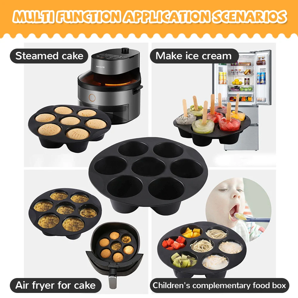 Air Fryer Tray Silicone Baking Pan Non-stick Oleophobic Cake Bread Toast  Mousse Muffin Mold Oven Wings & Chips Tray Bakeware