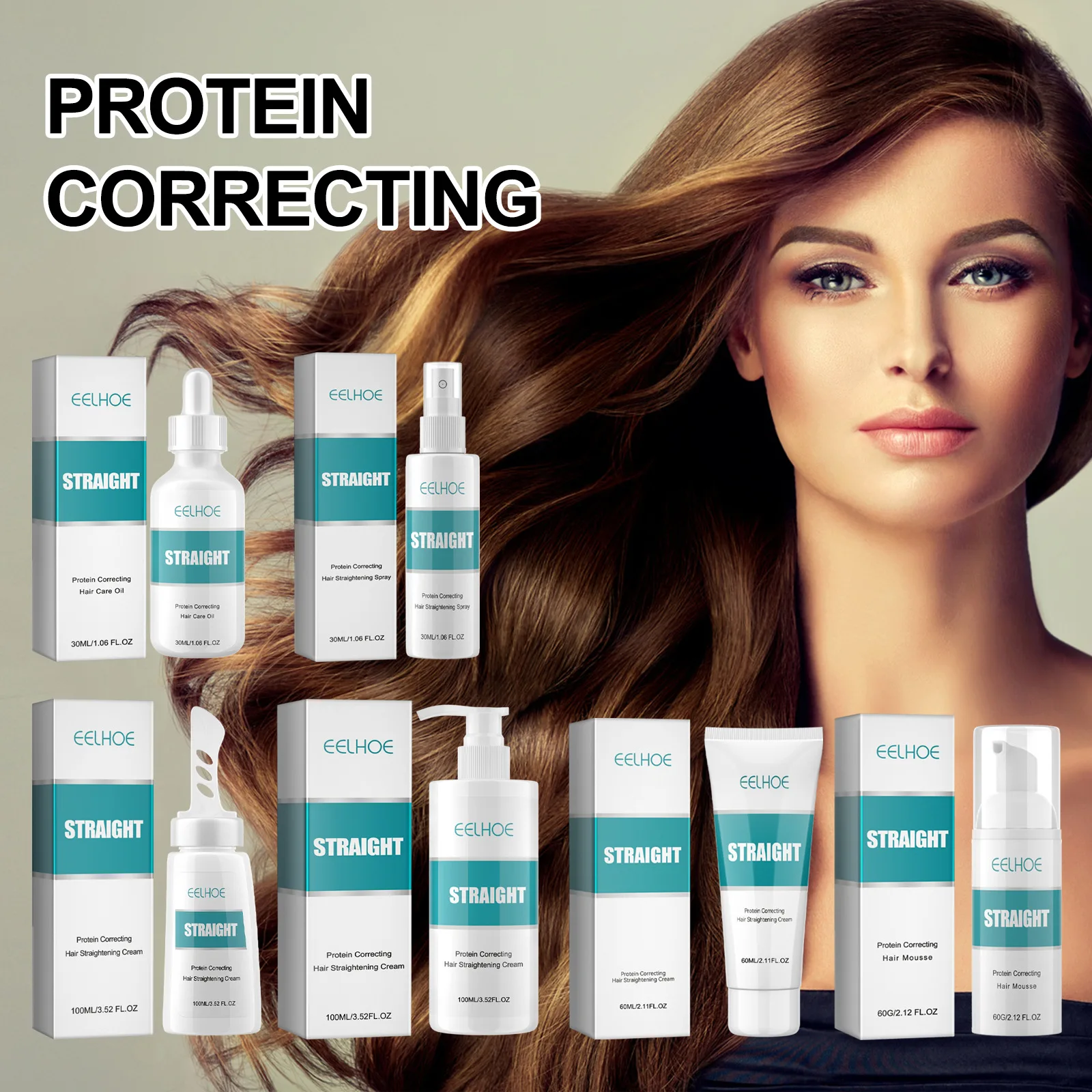 

Eelhoe Straight Hair Series Repair Dry Frizz Scalp Cleaning Care Fluffy Curly Hair Care Spray Straight Hair Cream Moisturizing