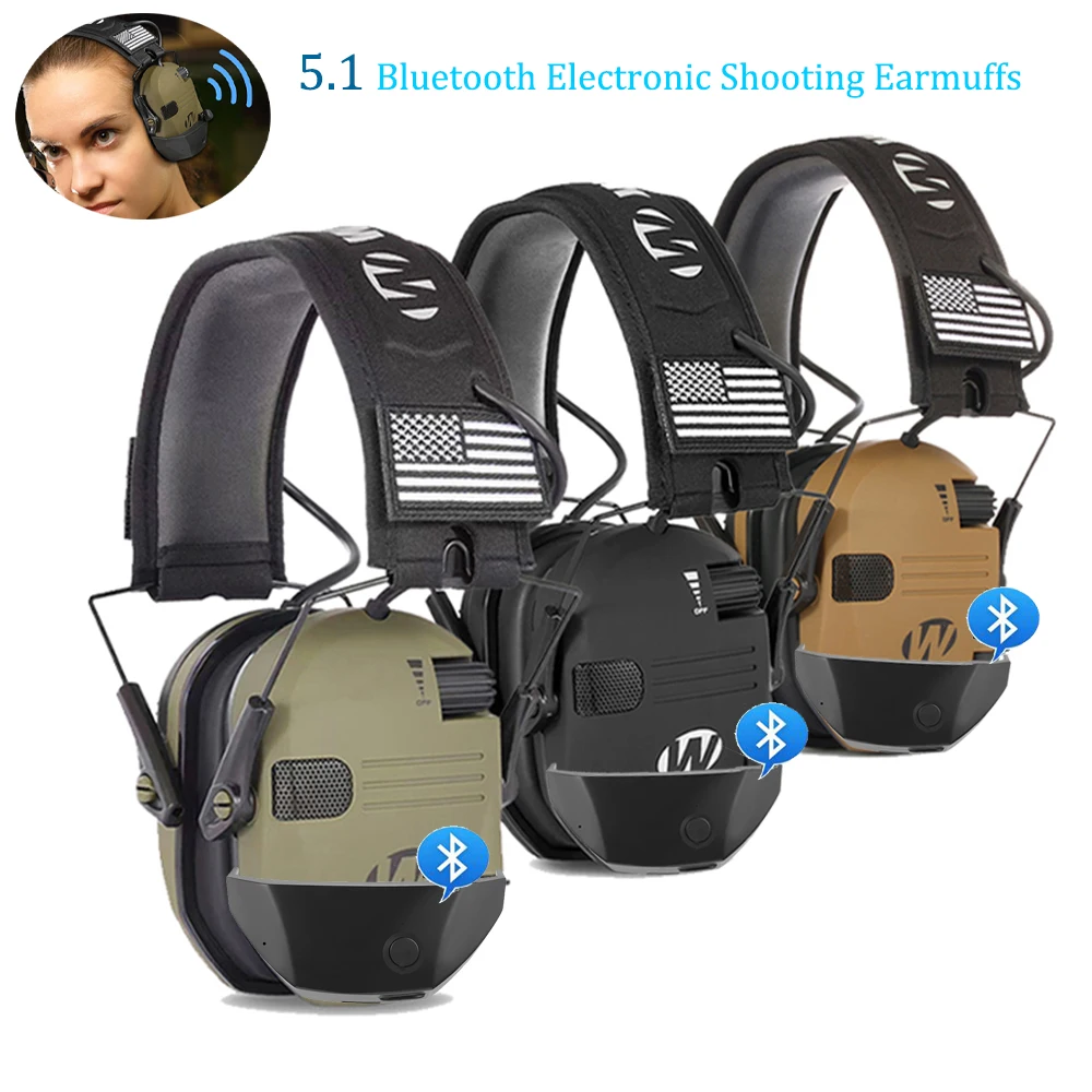 5.1 Bluetooth Antinoise Shooting Headset Electronic Shooting Earmuffs Hunting Tactical Headset
