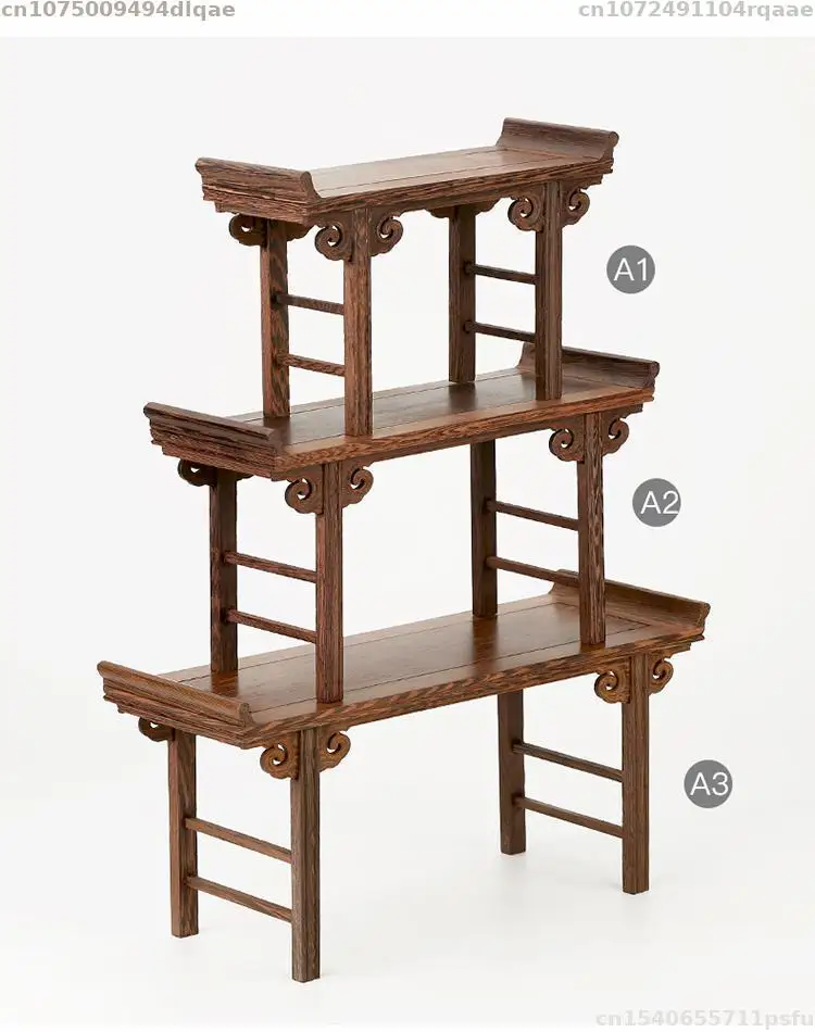 Miniature Wooden Sorting Table Coffee Tea Sets Pedestal Figurines Vase Flower Pot Display Stand Bonsai Plant Decorative Shelves