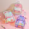 Transparent Backpack Adjustable Shoulder Strap Large Capacity Waterproof Heart Pattern Girls Teenage School Book Bag Stationery 1