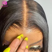 Perruque Bob Lace Front Wig 180% brésilienne naturelle, cheveux courts lisses, 13tage, pour femmes africaines, soldes 2