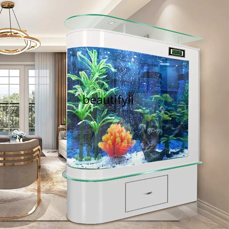 

U-Shaped Fish Tank Living Room Floor Large Ecological Change Water Small Partition Entrance 1.5 M