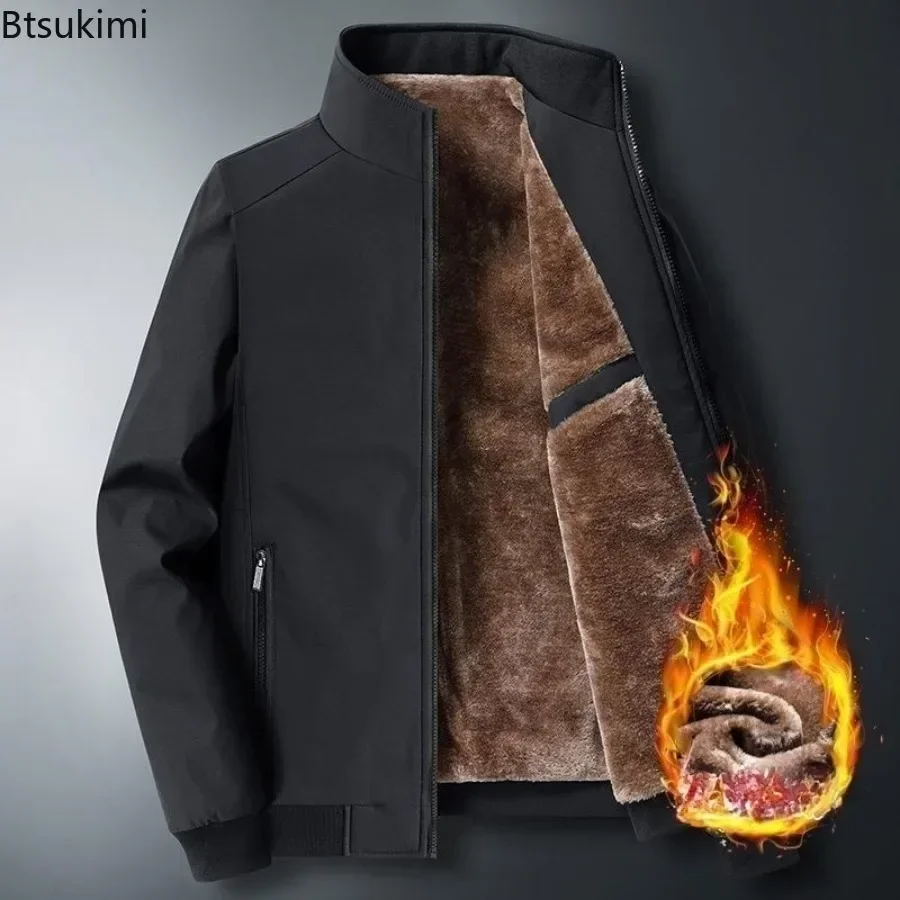 Autumn Winter Men Fleece Thick Parka Coat Jacket Fur Collar 8XL