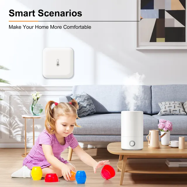 GIRIER Tuya ZigBee Temperature Humidity Sensor Smart Hygrometer Indoor Thermometer Works with Alexa/Hey Google/Home Assistant 5