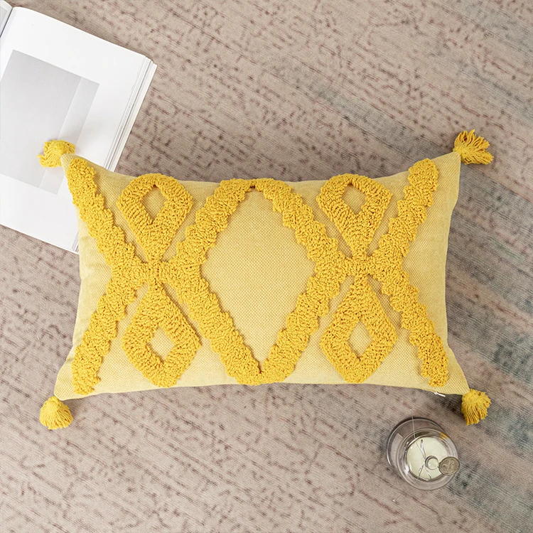 Abdeckung gelb Boho rosa Stil Kissen blau beige Quasten Kissen bezug hand gefertigt für Heim textilien Schlafs ofa 45x45cm/30x50cm – Detail 8
