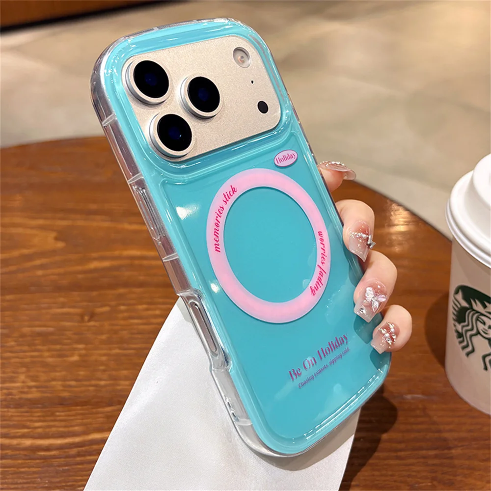 Luxury Glossy Magnetic Lanyard Phone Case with Oval Corners - Cute & Protective Back Cover