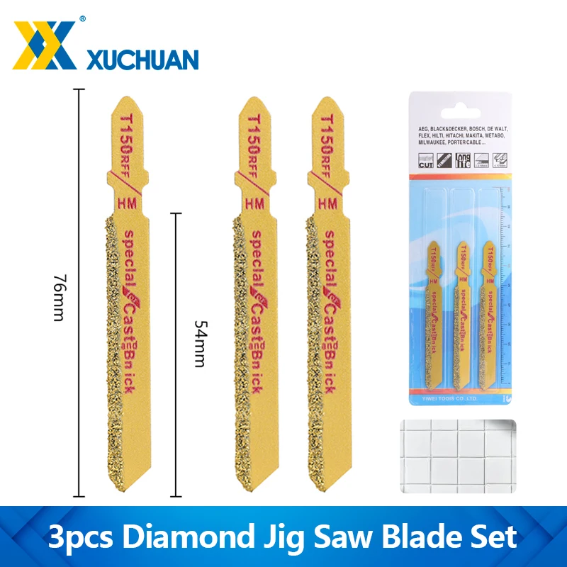 T-Schaft Jigsaw Klinge 3 stücke Diamant Säbelsägeblatt 4'' 50 Grit Gelötete Jig Sägeblatt Für keramik Fliesen Granit Schneiden Werkzeug