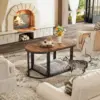 Coffee Table Oval 3pcs Set, Modern Living Room Table with 2 End Tables, Small Center Table with Metal Frame for Home Apartment 1