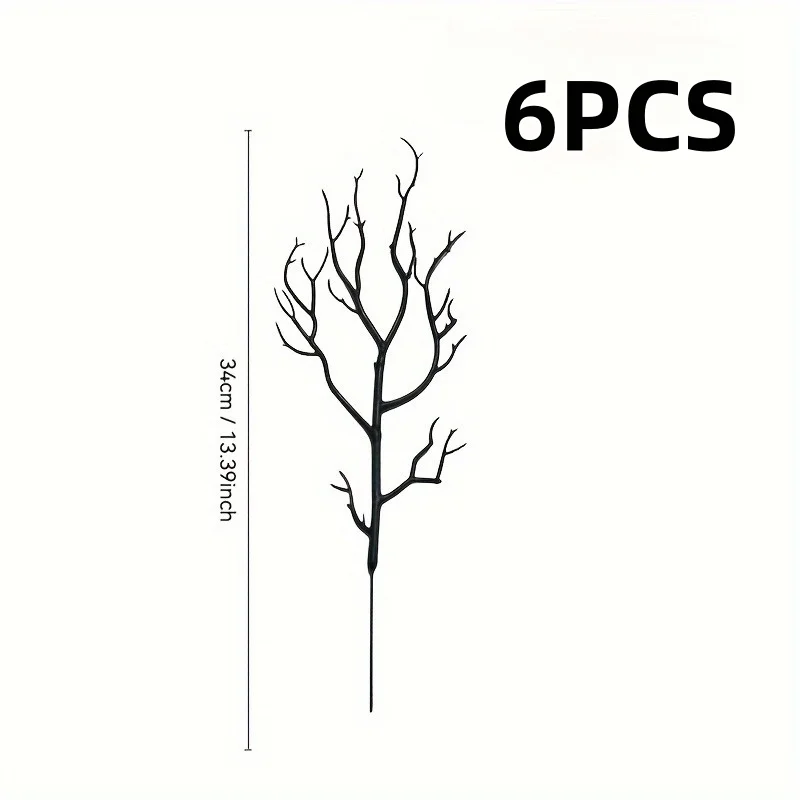 6pcs/12pcs halloween 13.39 סניפים שחורים אינץ לקישוט אימה, קישוט שולחן עבודה ואווירת רוח רפאים קישוט עץ ליל כל הקדושים, ענפים מלאכותיים מלאכותיים קישוט מכשפות