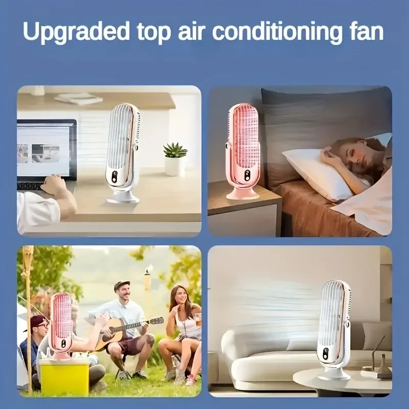 Portable USB Rechargeable Silent Mini Desk Fan with 360° Rotation and 5 Speed Settings for Travel, Camping, and Office Use