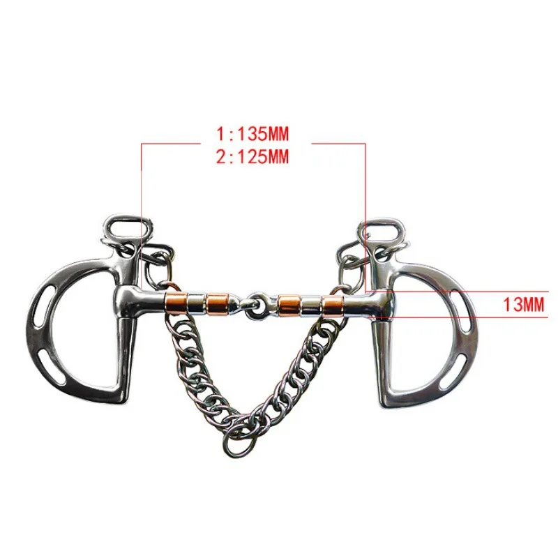Professional Stainless Steel Horse Bit Durable Curb Hooks Chain Full Cheek Comfort Snaffle Bit Copper Rollers Horse Equipment horse riding equipment