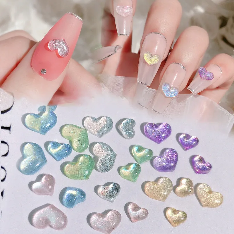 Aurora Heart Rhinestone Nail Gems Nail Charms Love Heart Clear Crystal  Rhinestones for Nails Accessories Nail Art Decorations - AliExpress