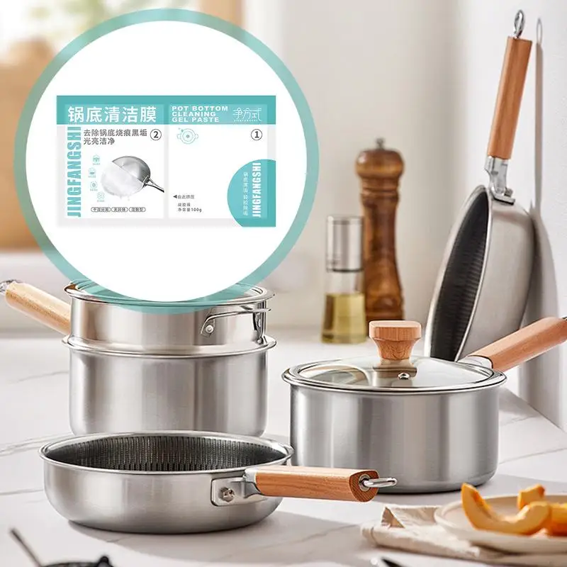 Pot Cleaner For Bottom Of Pans Pot Cleaning Stickers Rust Stain Remover Powerful Cookware Cleaning Paste Black Streak Remover