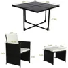 Space Saving Wicker Chairs with Glass Table and Ottomans, Cushioned Seating and Back Sectional Dining Sets, Garden Sofas 6