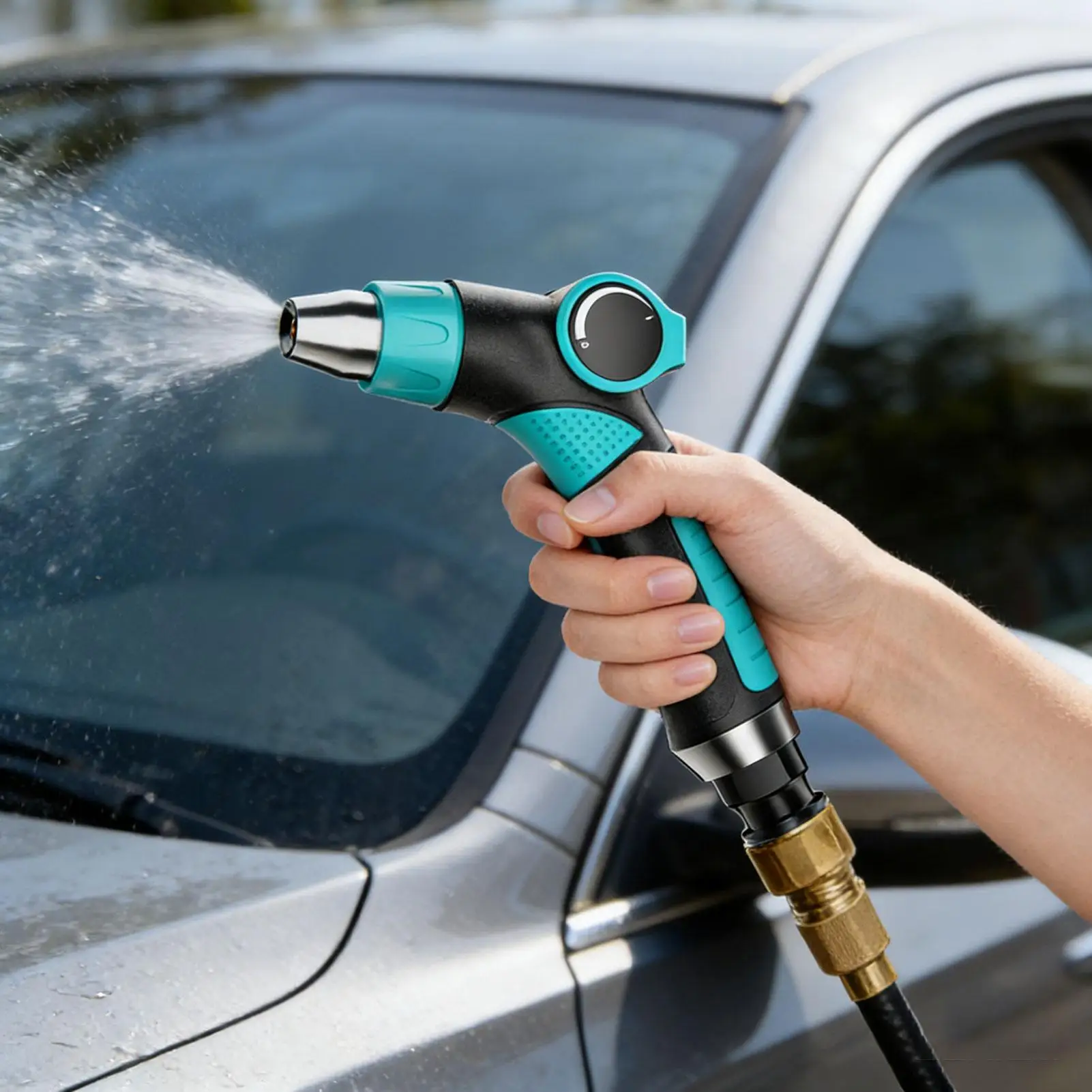 고압 정원 호스 노즐 녹 방지 조절식 분무기 다기능 물총 (차도, 파티오, 데크, 잔디밭 청소용)