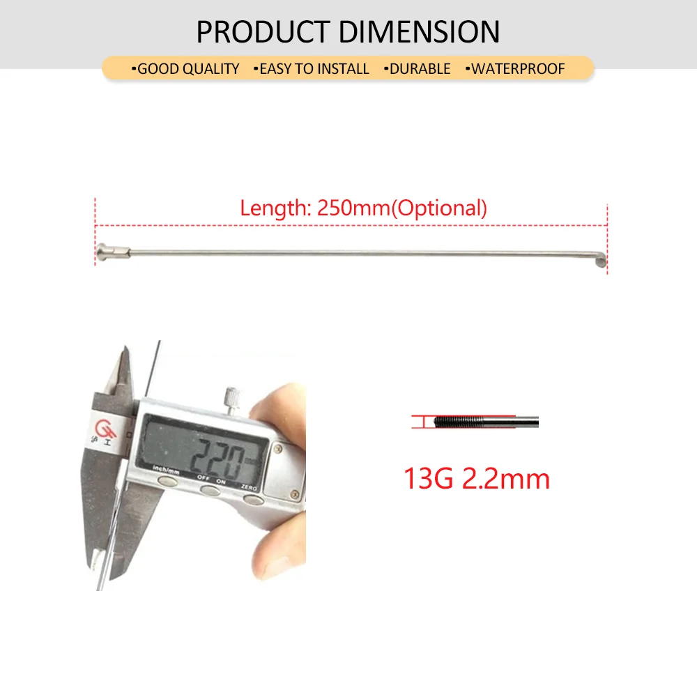 Bike Spokes 13G/13K Electric Bike Hub Motor Wheel Spokes 2.2MM 295MM Iron Nipples MTB Mountain Cycling Spoke Road