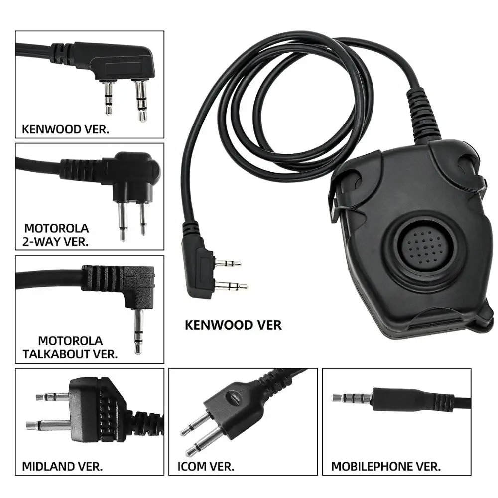 Tactical U94 Ptt Adapter Kenwood / Midland / Motorola 2 Pin Plug Versione Civile Per Comtac Airsoft Shooting Tactical Headset