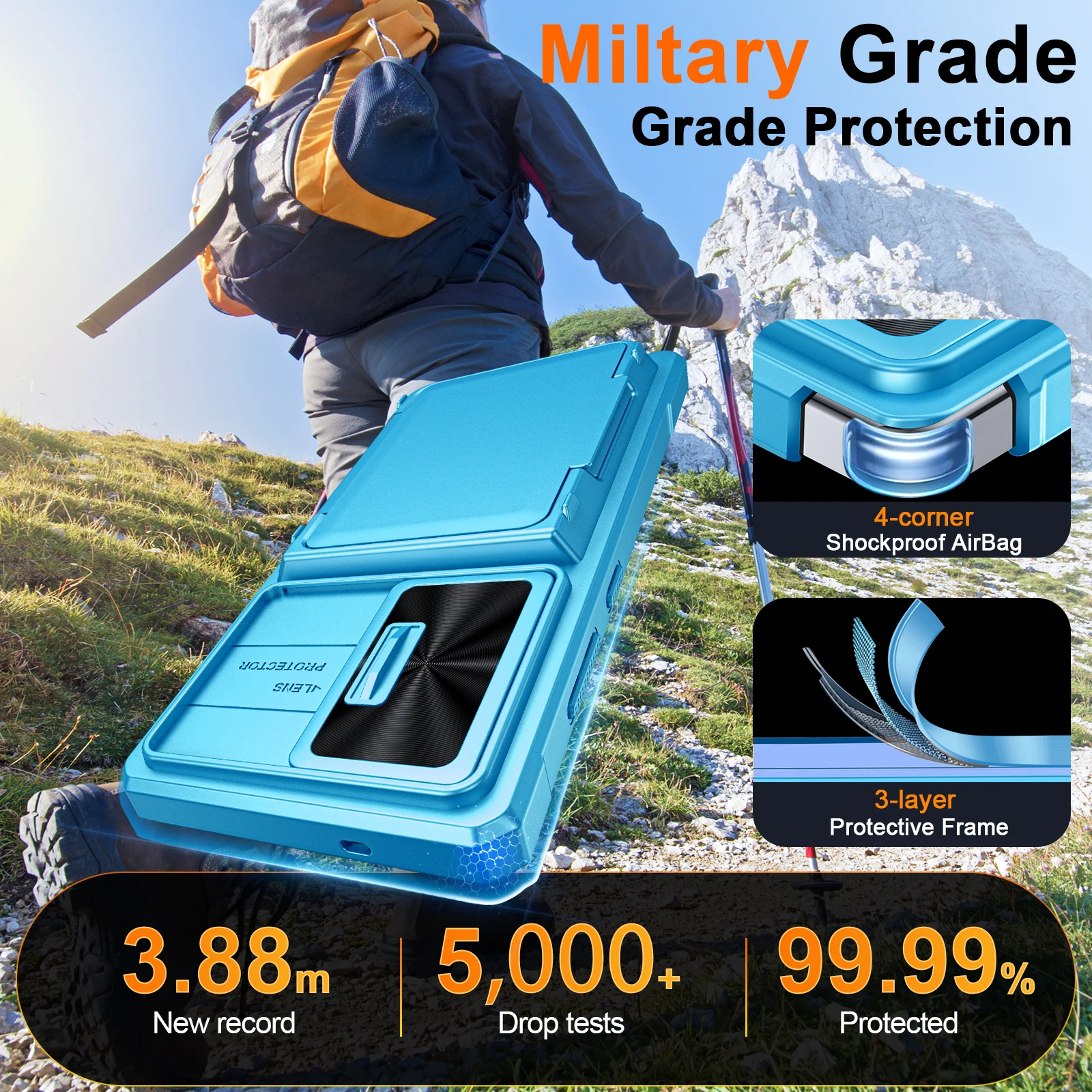 Premium Wallet Case with Card Holder & Kickstand - Full Body Protection with Camera Cover