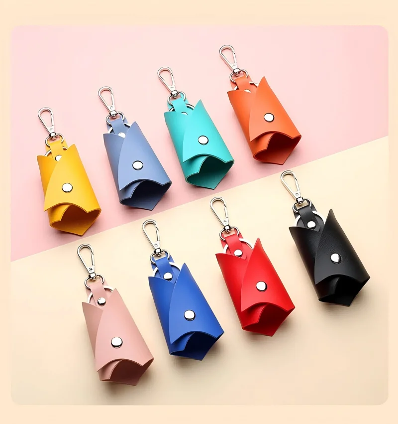 Key Protector 1pc Keychain Pendant PU Leather Car Key Anti-lost Waist Hanging Key Bag Gift
