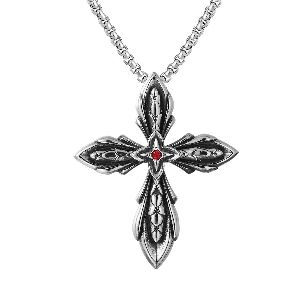 

Personalized Multi Layers Cross Pendant With Red Color Cubic Zironia Necklaces for Women Stainless Steel Jewelry Birthday Gifts