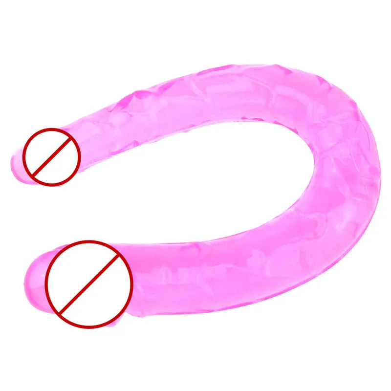 1PC Pink U Shape Soft Jelly Double Dildos Vagina Artificial Sex Toys Shop For Couple Women Gay Lesbian Masturbators Anal Plug