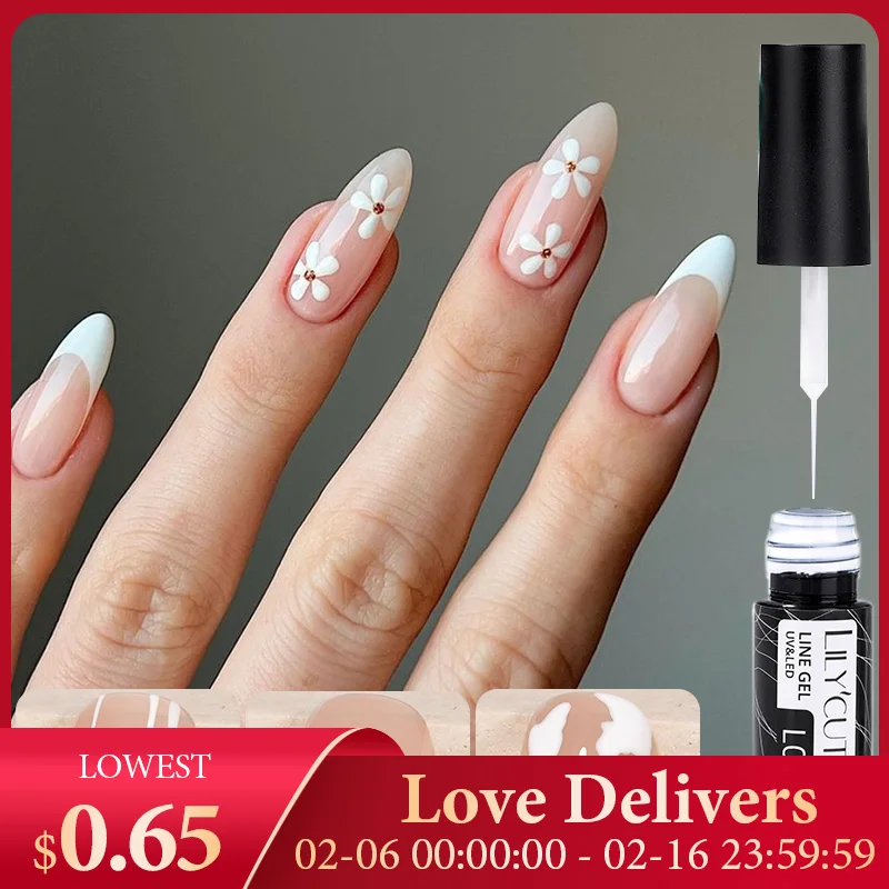 Lilycute 5Ml Bianco Nero Liner Gel Smalto Per Unghie Colorato Francese Pittura A Righe Disegno Semi Permanente Nail Art Gel Uv Vernice