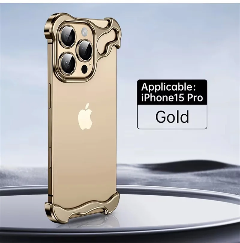 Luxury Irregular Metal Bumper Shockproof Phone Case with Plating Ultra-Thin Design