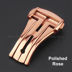 Stainless Steel Deployment Clasp with Butterfly Button Mechanism - 20mm (Rose)