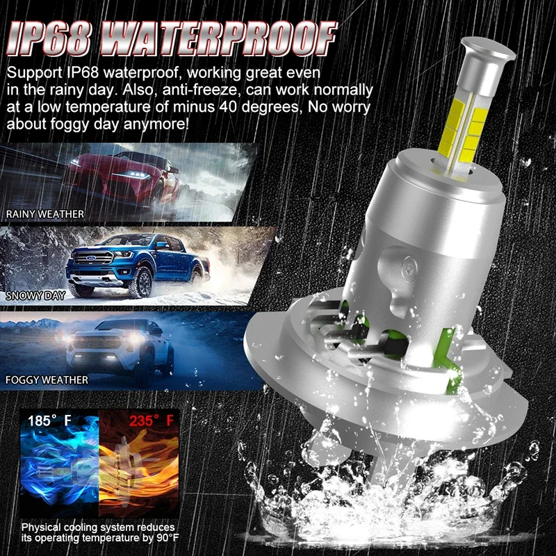 800W 800000LM H7 Led Bulb Canbus Auto 6000K White Turbo H7 Led Fog Light Lamp Plug and Play 360 3D Auto 6000K Super Mini Diodes
