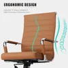 Office Desk Chair, Ergonomic Leather Modern Conference Room Chairs, Executive Ribbed Height Adjustable Swivel Rolling Chair 4