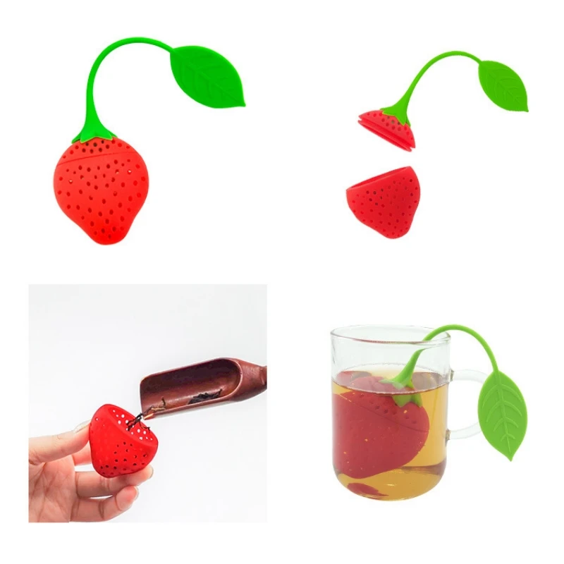 Tea Infuser Strawberry Design Loose Tea Leaf Strainer Herbal Spice Filter Diffuser Creative Bar Tools Kitchen Accessori