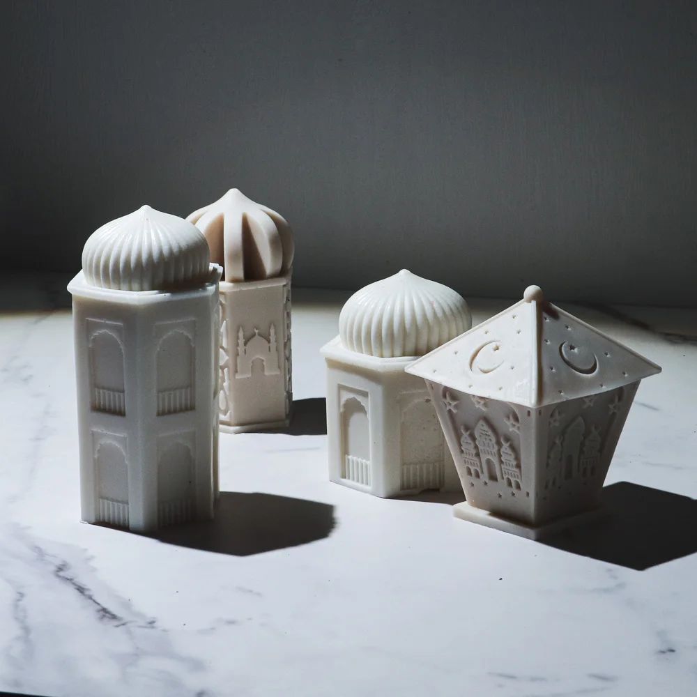 Eid al Fitr Castle Candle Silicone Mold Geometry Arabic Architecture Candle Mold DIY Gypsum Resin Tool Religious Decoration