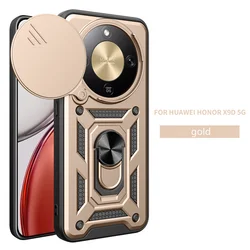 Enhanced Armor Magnetic Ring Phone Case with Car Mount Compatibility - Durable Back Cover for Magic 8 Lite 5G (SJ - Gold)
