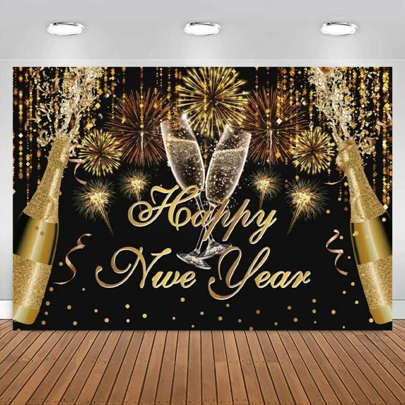 

Фотофон с новым годом с каждым годом с обратным отсчётом вспышка фейерверк шампанское фотография Фон семейная фотография вечерние праздничный декоративный баннер