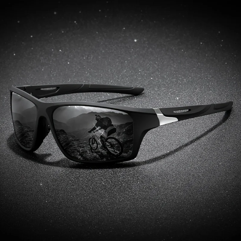 Polarized Sports Sunglasses for Men, High-Quality TAC Lens & PC Frame, Full Rim, UV Protection, Alloy Decorative, for Climbing