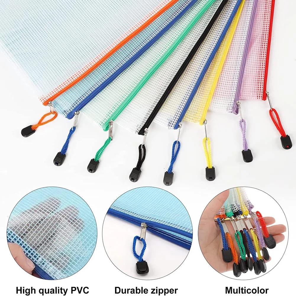10-Pack Waterproof Mesh Zipper Pouches for Versatile Organization and Storage