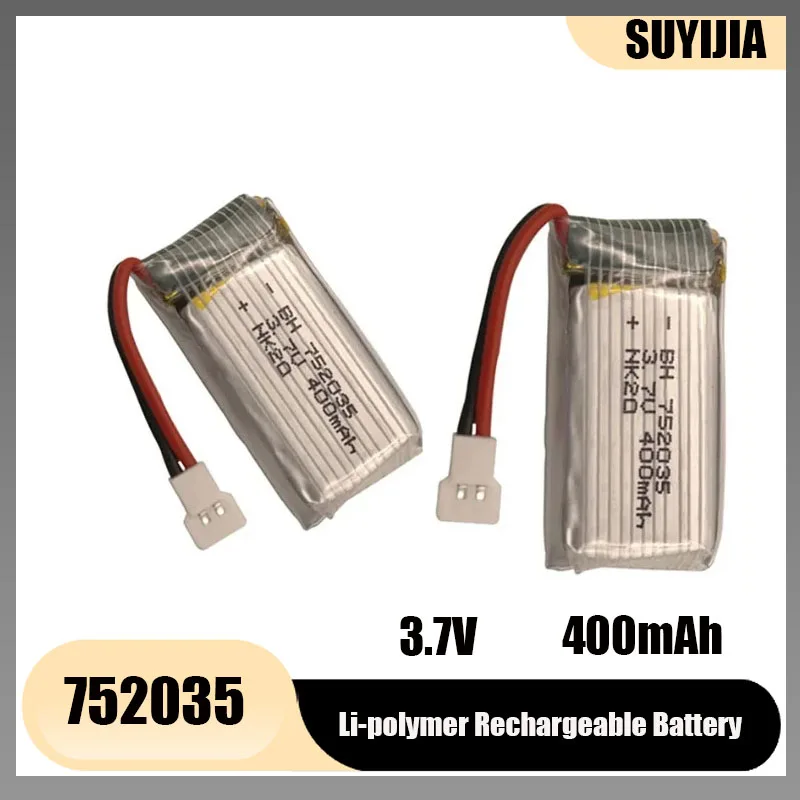 

1/2/4/6/8/10pcs 3.7v 400mah H31 Polymer Lithium Battery H107 H31 Spare Parts 3.7V 400mah Lithium Battery 3.7 V 400 Mah 752035