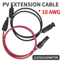 6 mm²  10AWG  Extension Cable PV1-F Solar Panel Wire, Waterproof DC Connector Male & Female Pair for Photovoltaic System 1