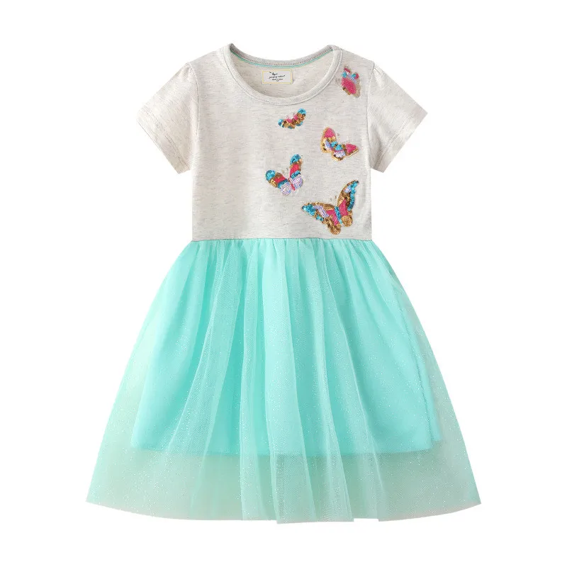 cocktail dresses Jumping Meters Children's Princess Party Girls Dresses Birthday  Wear Butterfly Beading Baby Tutu Frocks Wedding Kids Clothing Dresses for babies