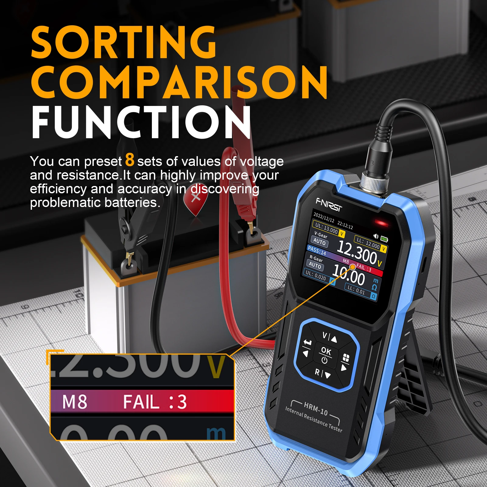 FNIRSI HRM-10 Battery Voltage Internal Resistance Tester 18650 High-precision AC Acid Lithium Lead Car Battery Capacitor Tester battery tester voltage tester lithium battery tester