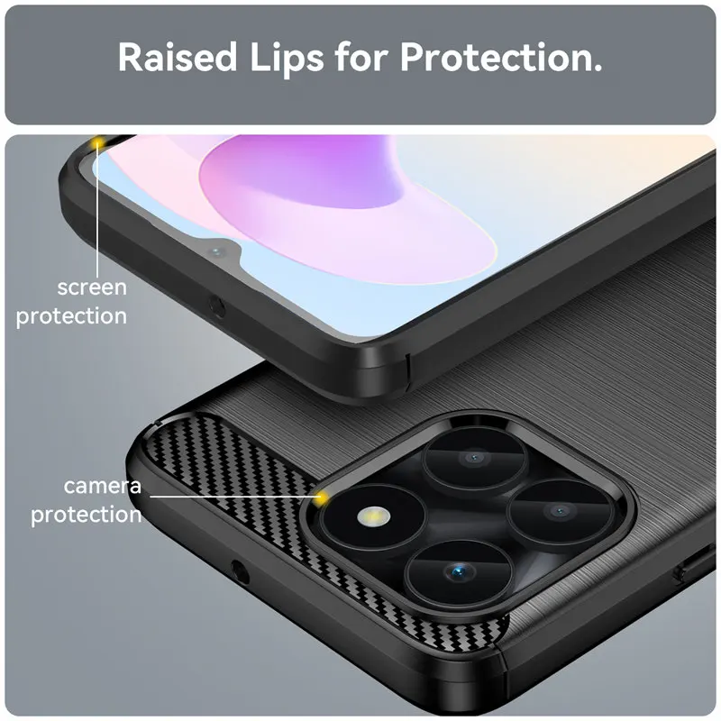AQGG Custodia per Honor X6a WDY-LX1 (6.56) Cover, Black Protettivo Sottile Morbido Silicone Custodia Protezioni Skin Bumper - Fiore Bianco
