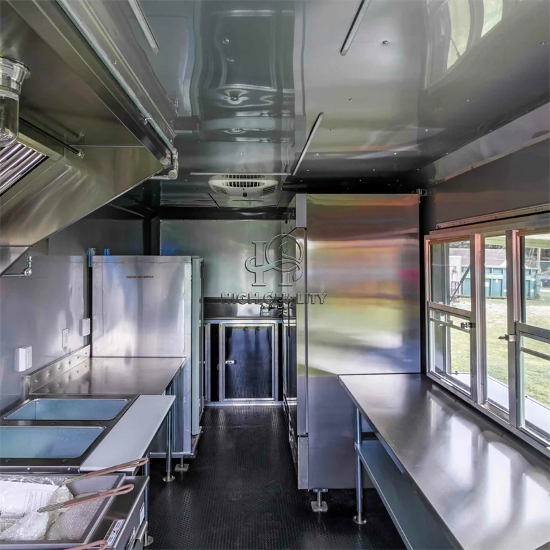 Food Truck Trailer Size Food Truck BBQ Pizza Mobile Dining Car Hot Dog Burger Coffee Vending